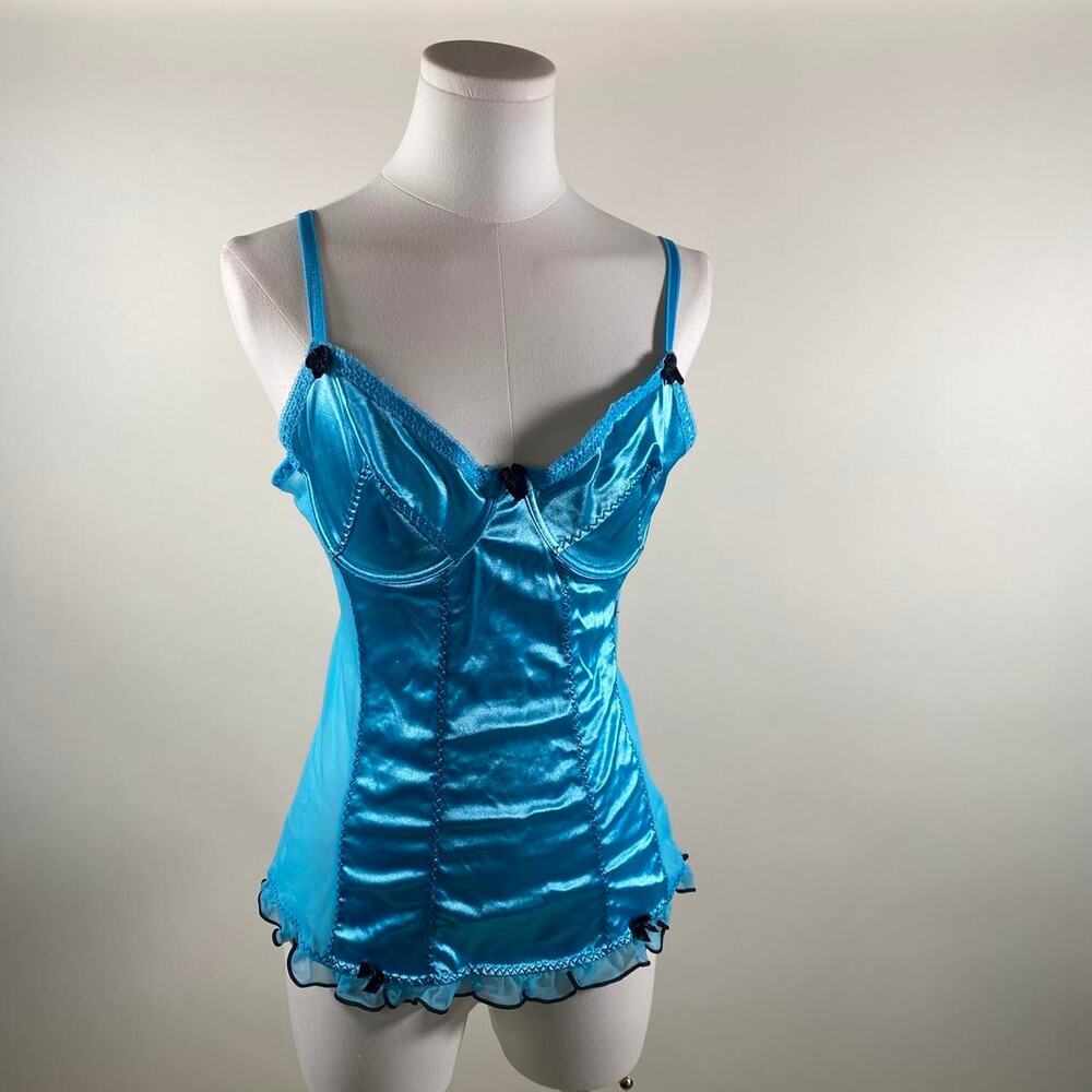 Vintage Y2K blue satin corset top